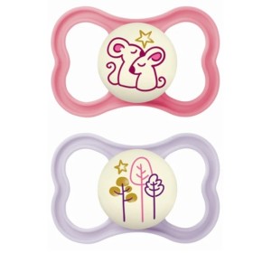 Mam Air Night Ορθοδοντικές Πιπίλες Σιλικόνης Κορίτσι για 16+ μηνών 2τμχ