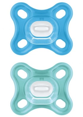 Mam Πιπίλα Comfort 0-2 μηνών χρώματος γαλάζιο & μπλέ για αγόρι ολόκληρη απο σιλικόνη,2τεμ.