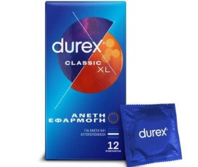 Durex Classic XL-Προφυλακτικά με Άνετη Εφαρμογή, 12τμχ