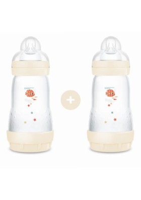 Mam Σετ Easy Start Anti-Colic Πλαστικά Μπιμπερό με Θηλή Σιλικόνης για 2+ μηνών Μπεζ 2X260ml