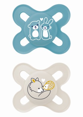 Mam Πιπίλα Start Σιλικόνης 0-2 μηνών Αγόρι μπέζ & μπλέ ,2τεμ