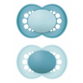 Mam Original Unprinted Πιπίλα με Θηλή Σιλικόνης 16m+ σε Matt Σιελ Αγόρι 2τμχ