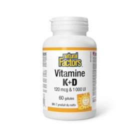 Natural Factors Vitamin K+D 120 mcg & 1000 iu 60 Softgels