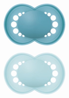 Mam Πιπίλα Original Unprinted Σιλικόνης 6-16 μηνών matt μπλε & γαλάζιο, 2τμχ.