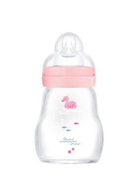 Mam Γυάλινο Μπιμπερό Feel Good με Θηλή Σιλικόνης για 0+ μηνών Ροζ, 170ml