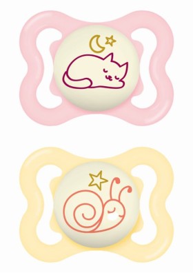 Μam Πιπίλα Supreme Night Σιλικόνης 2-6 μηνών Koρίτσι ροζ & κίτρινο ,2τμχ.