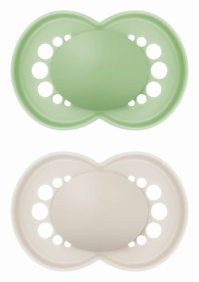 Μam Πιπίλα Original Unprinted Σιλικόνης 6-16 μηνών matt πράσινο & μπεζ ,2τμχ.