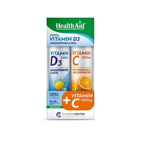 Health Aid Vitamin D3 2000iu 20 αναβράζοντα + Vitamin-C 1000mg Πoρτoκάλι 20 αναβράζοντα