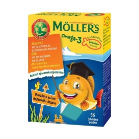 Mollers Omega-3 Kids Ζελεδάκια με Ω3 για Παιδιά με γεύση πορτοκάλι λεμόνι 36 gummies