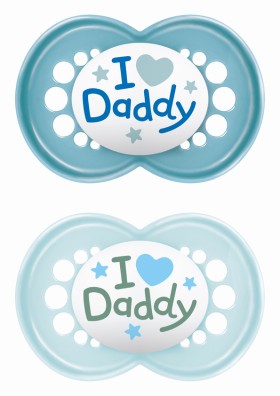 Μam Πιπίλα Ι Love Mummy & Daddy Σιλικόνης 16+ μηνών Aγορι  μπλε & γαλάζιο,2τμχ.