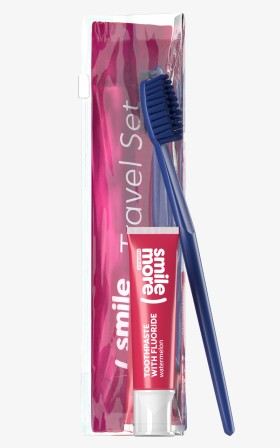 Hiskin Smile More Toothbrush and toothpaste travel set – Watermelon 30 ml