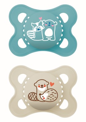 Mam Πιπίλα Original Αγόρι Σιλικόνης ( μπλέ & μπέζ ) 2-6 μηνών, 2τεμ