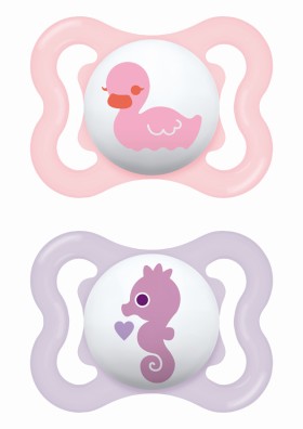 Mam Πιπίλα Air Σιλικόνης 2-6 μηνώνKoρίτσι έξτρα ροή αέρα ρόζ & λιλά ,2τεμ