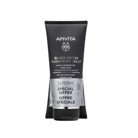 Apivita Promo Black Detox Duo Μαύρο Gel Καθαρισμού Προσώπου & Ματιών 2χ150ml