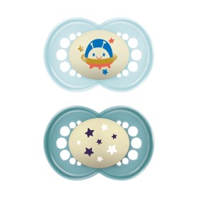 Mam Πιπίλες Σιλικόνης Original Night για 16+ μηνών Αγόρι Μπλε 2 τεμάχια