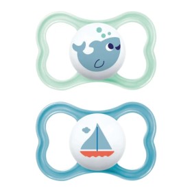 Mam Ορθοδοντικές Πιπίλες Σιλικόνης Air για 6-16 μηνών Αγόρι Τυρκουάζ/Σιέλ 2 τεμάχια