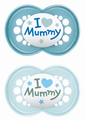 Mam Πιπίλα  Ι Love Mummy  Σιλικόνης 6-16 μηνών , Αγόρι Γαλάζιο &  Μπλέ 2τεμ