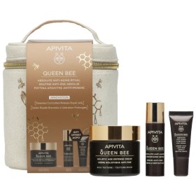 Apivita Set Queen Bee Absolute Anti-Aging & Regeneration Cream Αντιγηραντική Κρέμα Ελαφριάς Υφής 50ml + Δώρο Queen Bee Absolute Anti-Aging Serum Αντιγηραντικός Ορός Προσώπου 10ml + Queen Bee Κρέμα Ματιών 5ml + Nεσεσέρ 1τμχ