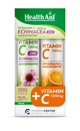 Health Aid Promo Pack Vitamin C 1000mg Echinacea Zinc, 20tabs & Vitamin C 1000mg, 20tabs