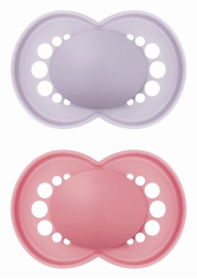 Μam Πιπίλα Original Unprinted Σιλικόνης 6-16 μηνών matt μωβ & φουξ ,2τμχ.