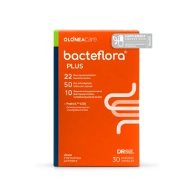 BacteFlora Plus Συνδυασμός υψηλής συγκέντρωσης Προβιοτικών ευρέως φάσματος & Πρεβιοτικού 30κάψουλες
