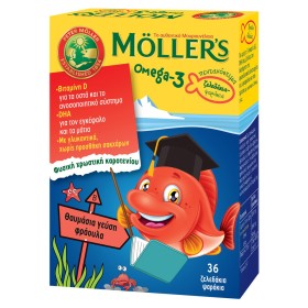 Mollers Omega-3 Kids Ζελεδάκια με Ω3 Λιπαρά Οξέα για Παιδιά με γεύση φράουλα 36gummies