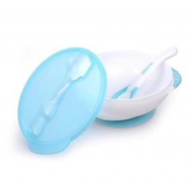 Kidsme Σετ Μπώλ με Κουτάλι που δείχνει την  θερμοκρασιά του φαγητού χρώματος  μπλέ, 1σετ