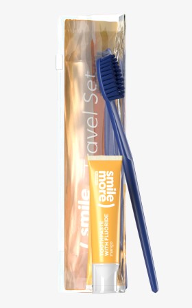 Hiskin Smile More Toothbrush and toothpaste travel set – Mango 30 ml