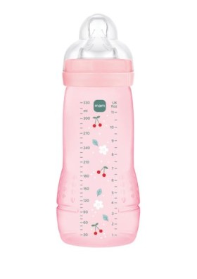 Mam Πλαστικό Μπιμπερό Easy Active με Θηλή Σιλικόνης για 4+ μηνών Ροζ, 330ml