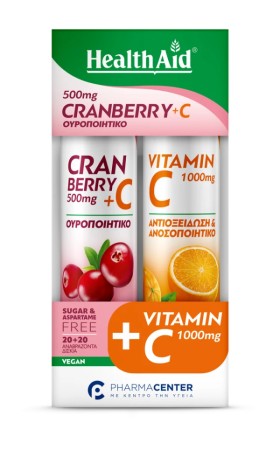 Health Aid Promo Cranberry 500mg + C 20 Αναβράζοντα Δισκία & Vitamin C 1000mg 20 Αναβράζοντα Δισκία.