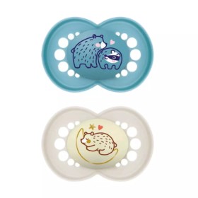 Mam Day & Night Πιπίλες Σιλικόνης Μπλε/Μπεζ Αγόρι 16m+ 2τμχ