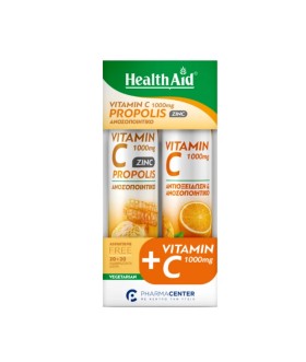 Health Aid Promo Pack Vitamin C 1000mg Propolis-zinc+20tabs & Vitamin C 1000mg, 20tabs