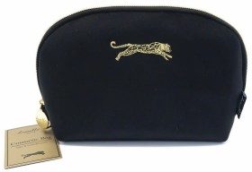 DANIELLE CREATIONS Μαύρο μικρό βελούδινο οβάλ τσαντάκι Leopard Beauty Bag 5x20x15cm ,1τεμ