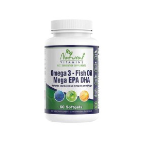 Natural Vitamins Omega 3 Enteric Coated Fish Oil 1000mg - 700mg EPA/DHA ,60 Κάψουλες