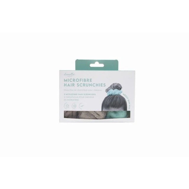 Danielle Creations Microfibre Scrunchie Grey & Mint,2τεμ