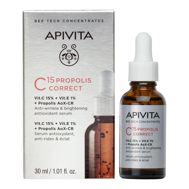 APIVITA Bee Tech Concentrates C15 Propolis Correct Αντιρυτιδικός & Αντιοξειδωτικός Ορός Λάμψης με Πρόπολη και Βιταμίνη E & C 30ml