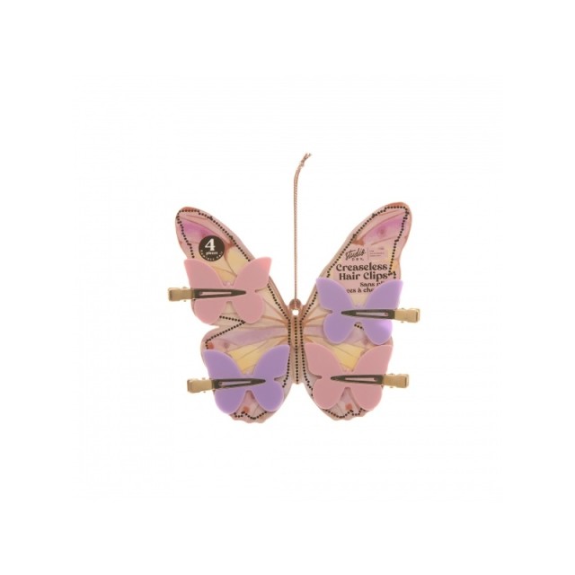 Danielle Creaseless Hair Clips Butterfly 4τεμ