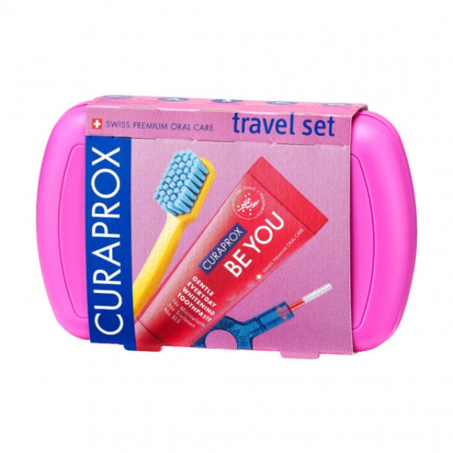 Curaprox Travel Set Στοματικής Υγιεινής Ταξιδίου Ροζ