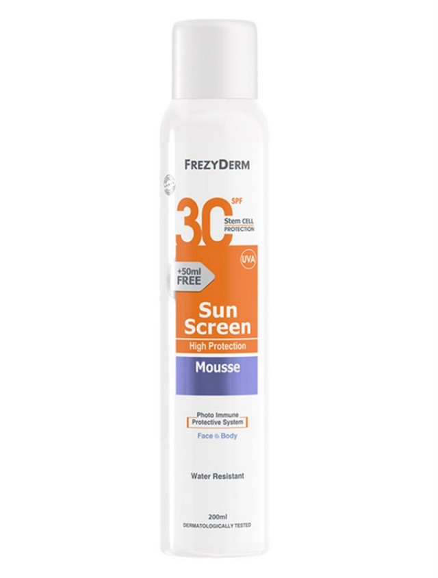 Frezyderm Sun Screen Mousse SPF50+ Αντηλιακό Προσώπου & Σώματος, 200ml