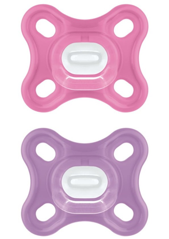 Mam Πιπίλα Comfort 0-2 μηνών για κορίτσι μώβ & ρόζ ολόκληρη απο σιλικόνη,2τεμ.