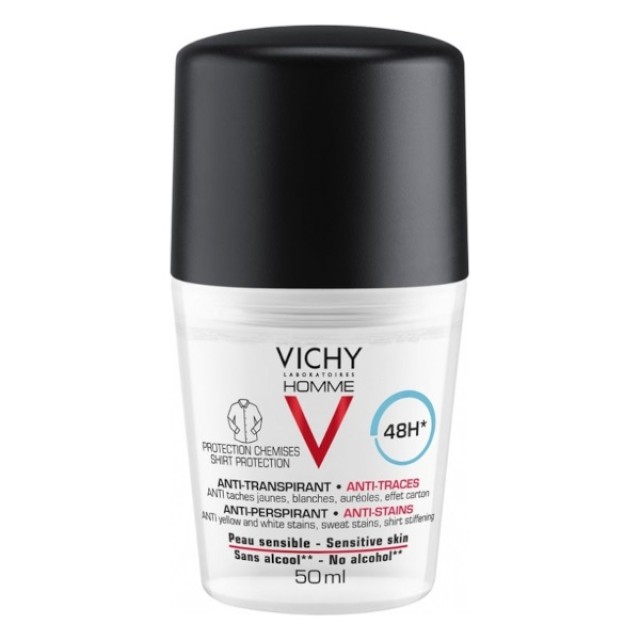 Vichy Homme Deo Anti-Stains 48h Ανδρικό Αποσμητικό Ενάντια στα Σημάδια 50ml