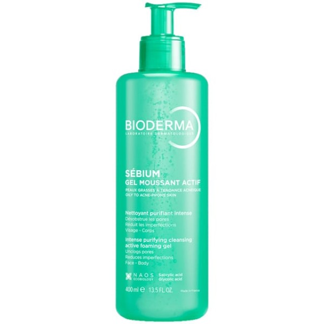 Bioderma Sebium Gel Moussant Actif Καταπραϋντικό Gel Καθαρισμού για Λιπαρές & Ακνεϊκές Επιδερμίδες, 400ml