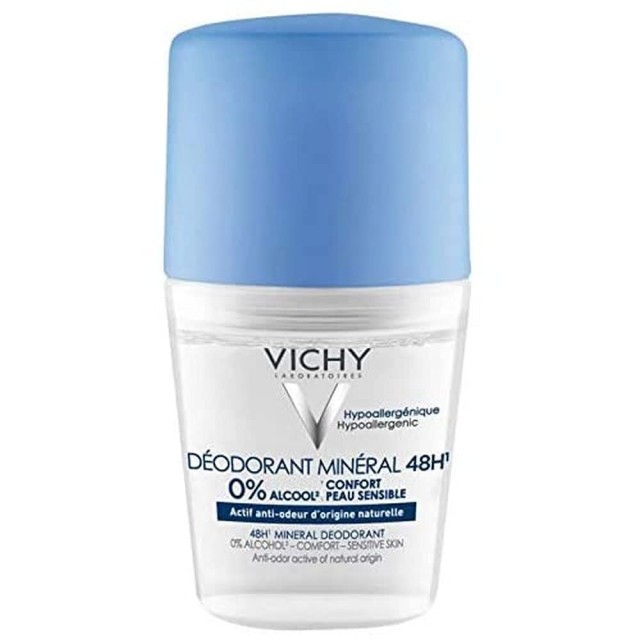 Vichy Deodorant Mineral 48h Roll On Αποσμητικό Χωρίς Άλατα Αλουμινίου για Ευαίσθητες Επιδερμίδες 50ml