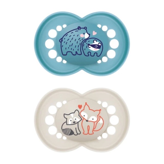 Mam Original Ορθοδοντικές Πιπίλες Σιλικόνης για 16+ μηνών Σιέλ/Μπεζ Αγόρι, 2 τεμάχια