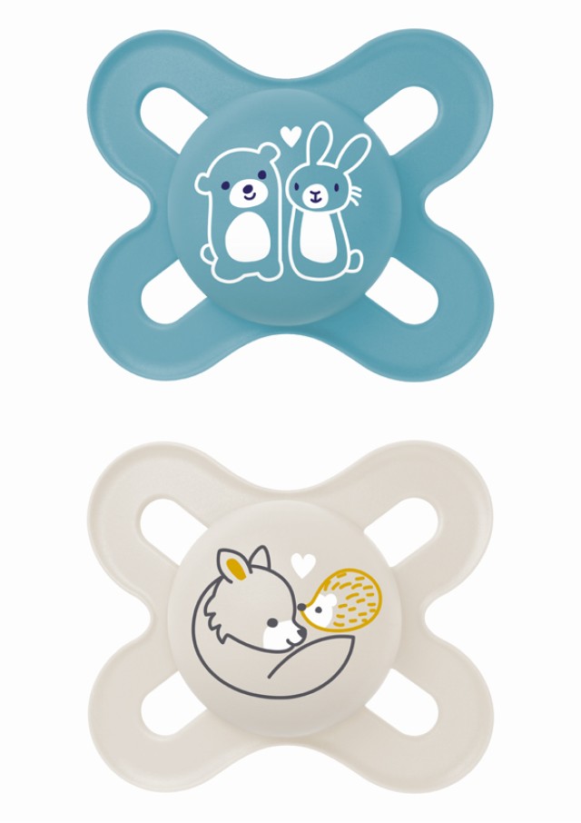 Mam Πιπίλα Start Σιλικόνης 0-2 μηνών Αγόρι μπέζ & μπλέ ,2τεμ