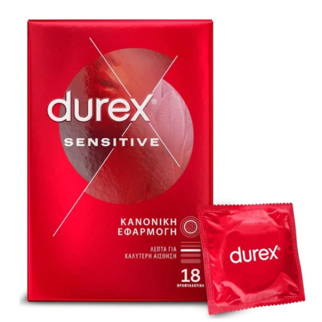 Durex Προφυλακτικά Λεπτά Sensitive με Κανονική Εφαρμογή 18τεμ