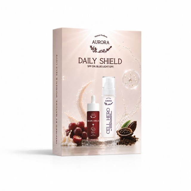 Aurora Daily Sheild Box- GRAPE SHIELD SPF50 ADVANCED PROTECTIVE SERUM 30ml + CELL HERO FACE MIST 100ml