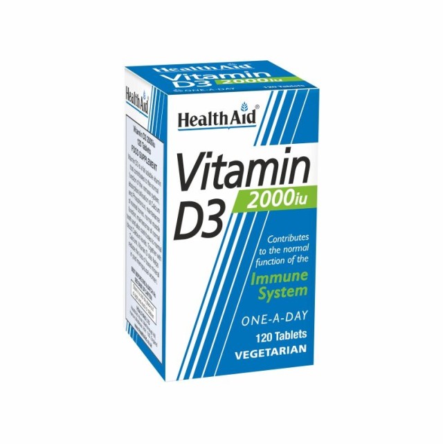 Health Aid Vitamin D3 2000iu Συμπλήρωμα Διατροφής με Βιταμίνη D3 για τη Φυσιολογική Λειτουργία του Ανοσοποιητικού 120 Ταμπλέτες