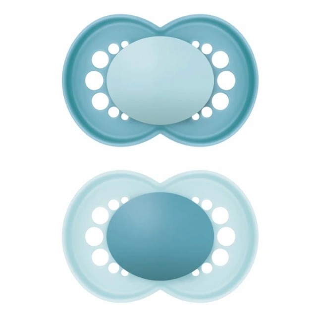 Mam Original Unprinted Πιπίλα με Θηλή Σιλικόνης 16m+ σε Matt Σιελ Αγόρι 2τμχ
