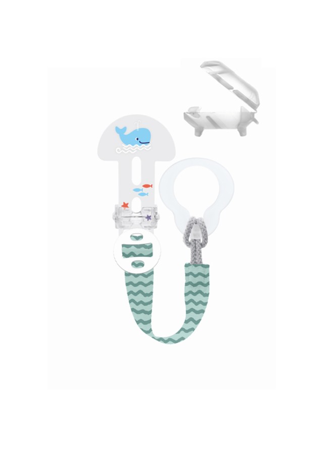 Mam Κορδέλα Πιπίλας Αγόρι Twist Clip & Cover Blue Φάλαινα